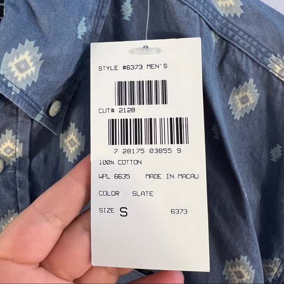 Woolrich Shirt Button Up Mens S Small Western Aztec Blue Slate Outdoors NWT - Picture 4 of 4
